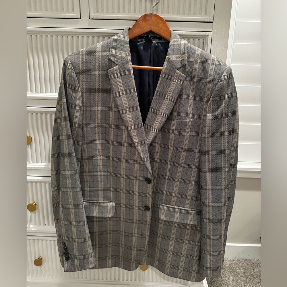 French Connection grey plaid suit jacket